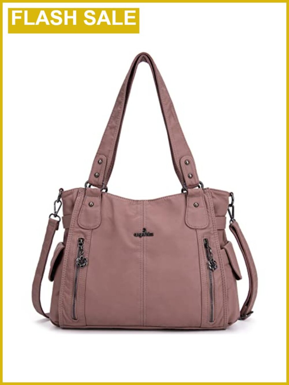 Washed Vegan Leather Top-Handle Hobo Purse Convertible Shoulder Bag with